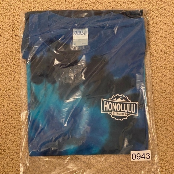 HONOLULU BEERWORKS Blue Tie Dye Port & Company Tee Shirt Men M Medium - Picture 7 of 7